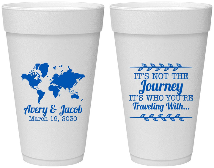 Personalized Wedding 20 oz Foam Cups - Journey Traveling With | 374