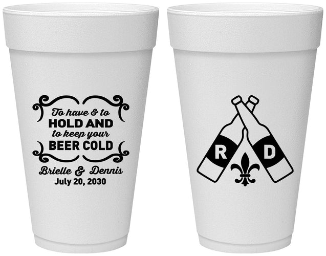 Personalized Wedding 20 oz Foam Cups - Fleur De Lis | 378