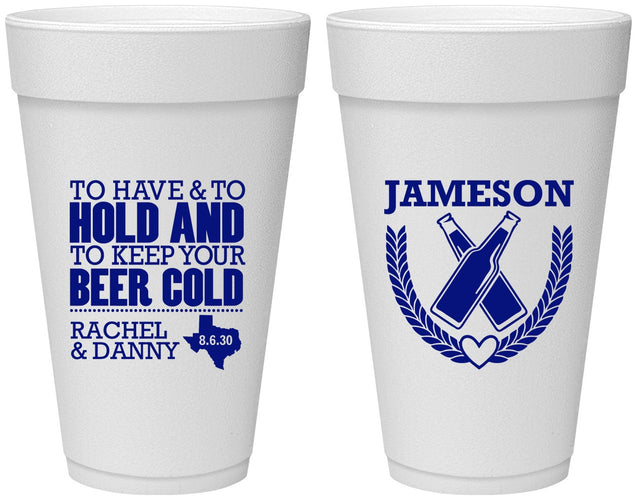 Personalized Wedding 20 oz Foam Cups - To Have And To Hold | 379