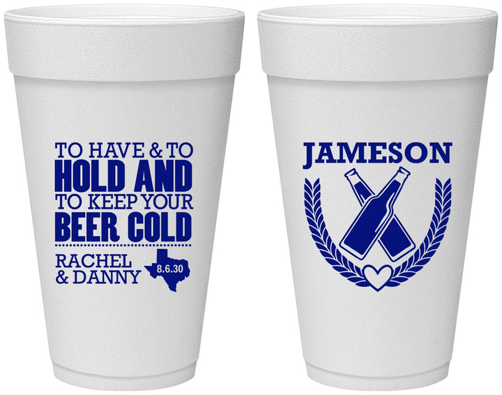 Personalized Wedding 20 oz Foam Cups - To Have And To Hold | 379