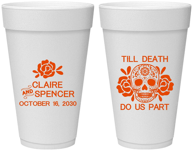 Personalized Wedding 20 oz Foam Cups - Till Death Do Us Part | 380