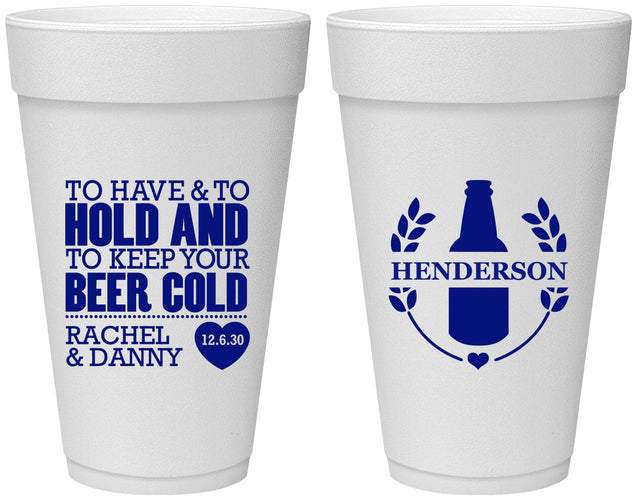 Personalized Wedding 20 oz Foam Cups - To Have And To Hold | 384