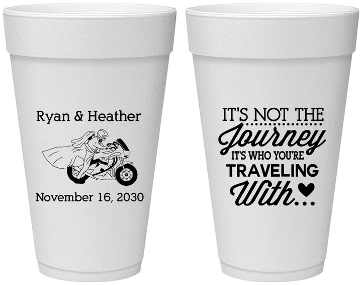 Personalized Wedding 20 oz Foam Cups - Journey Traveling With | 385