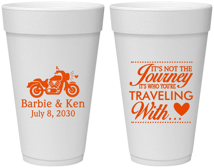 Personalized Wedding 20 oz Foam Cups - Journey Traveling With | 388