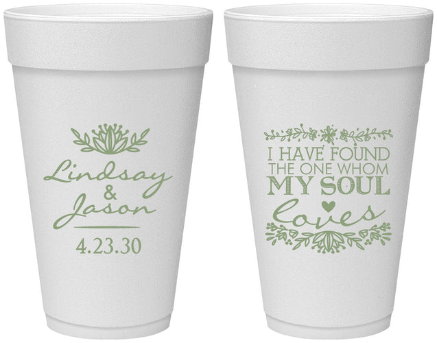 Personalized Wedding 20 oz Foam Cups - Found My Soul | 390