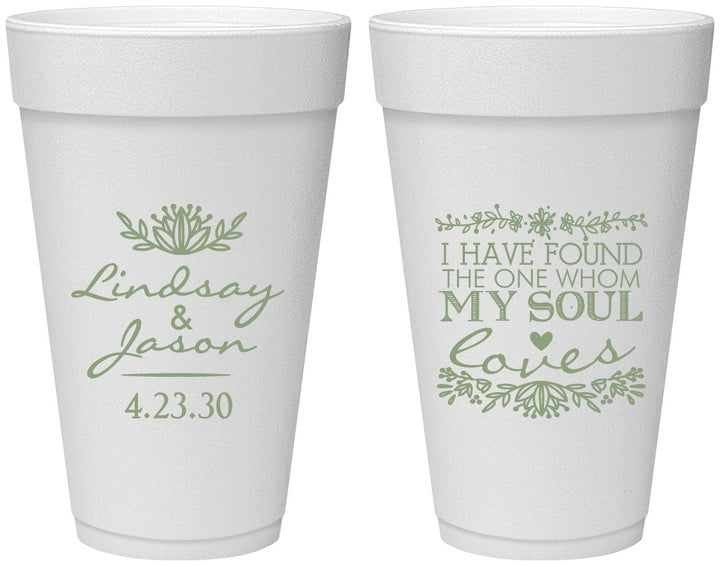 Personalized Wedding 20 oz Foam Cups - Found My Soul | 390