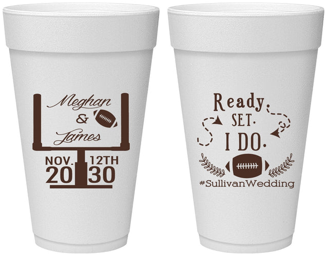 Personalized Wedding 20 oz Foam Cups - Football | 394