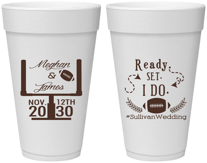 Personalized Wedding 20 oz Foam Cups - Football | 394