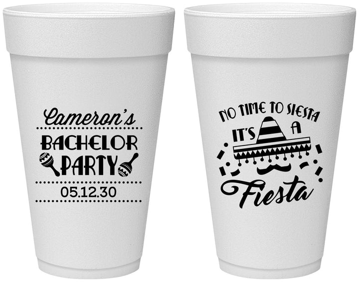 Personalized Bachelor Party 20 oz Foam Cups - Siesta Fiesta Mexican | 40000