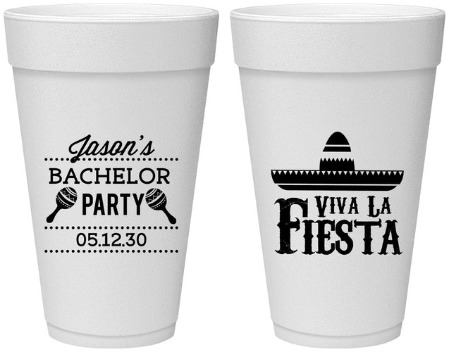 Personalized Bachelor Party 20 oz Foam Cups - Viva La Fiesta Mexican | 40001