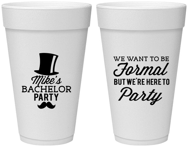 Personalized Bachelor Party 20 oz Foam Cups - Formal | 40007