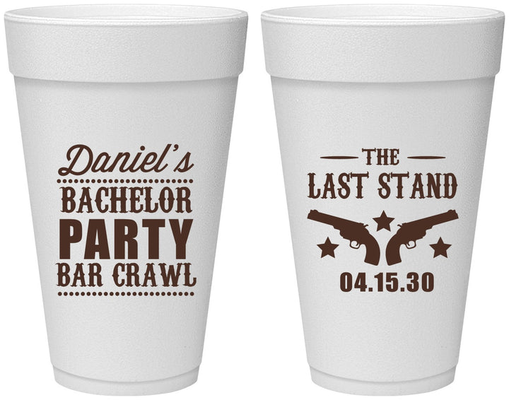 Personalized Bachelor Party 20 oz Foam Cups - The Last Stand | 40016