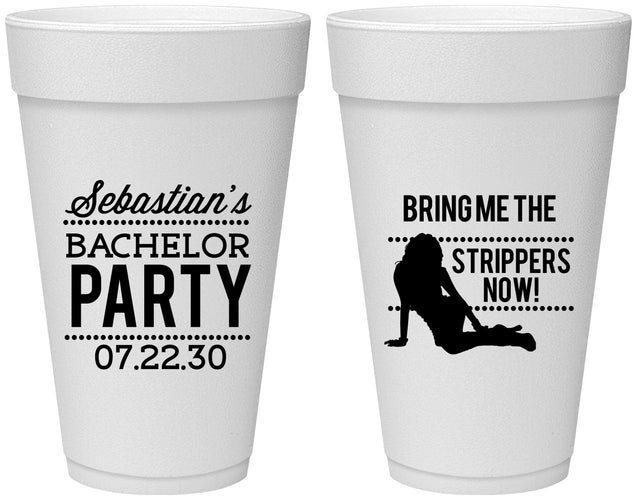 Personalized Bachelor Party 20 oz Foam Cups - Strip Club | 40017