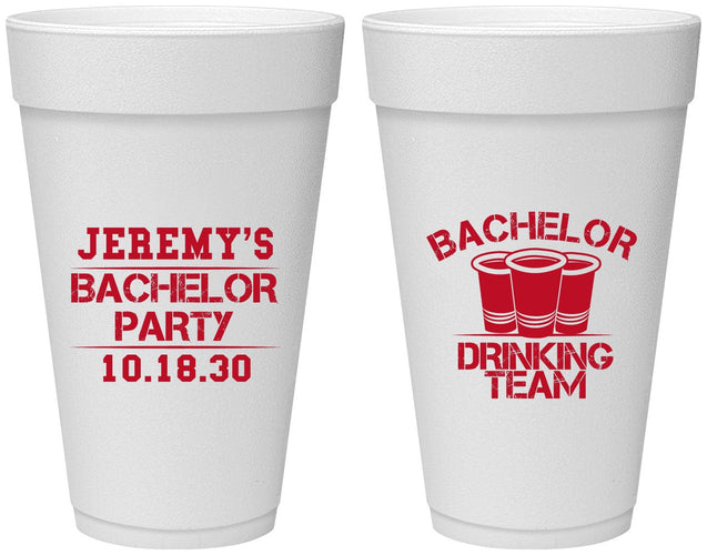 Personalized Bachelor Party 20 oz Foam Cups - Drinking Team | 40020