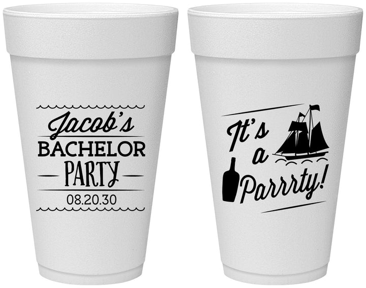 Personalized Bachelor Party 20 oz Foam Cups - Boat | 40023