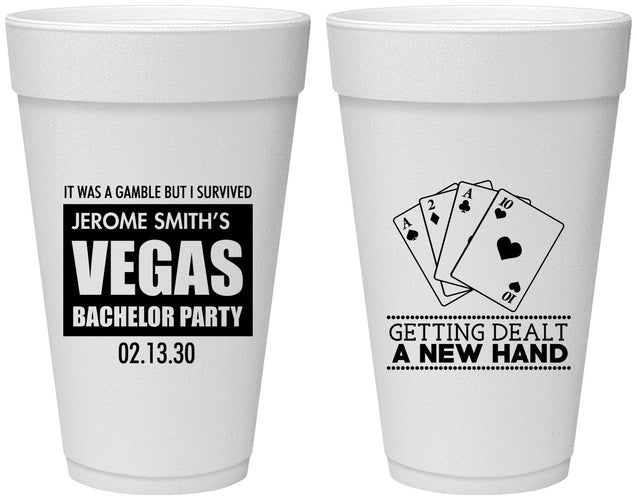 Personalized Bachelor Party 20 oz Foam Cups - Las Vegas | 40026