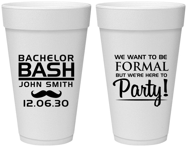 Personalized Bachelor Party 20 oz Foam Cups - Formal | 40030