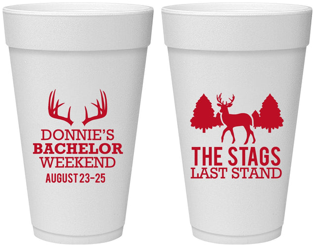 Personalized Bachelor Party 20 oz Foam Cups - Stags Last Stand | 40033