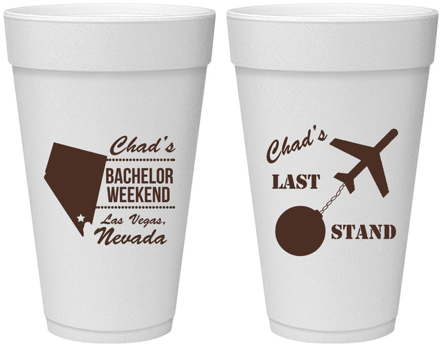 Personalized Bachelor Party 20 oz Foam Cups - Last Stand | 40034