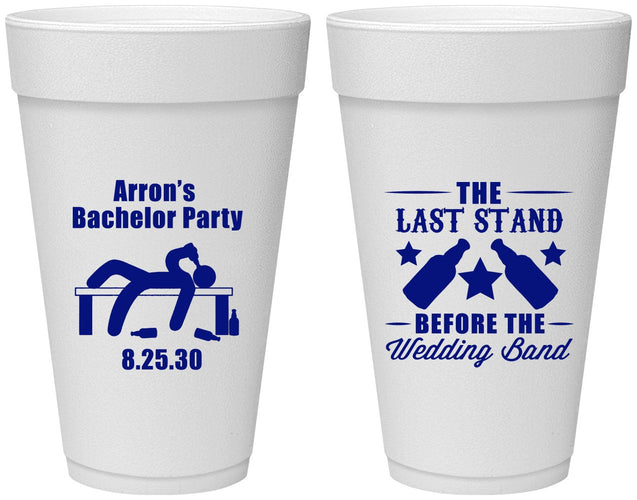 Personalized Bachelor Party 20 oz Foam Cups - The Last Stand | 40035