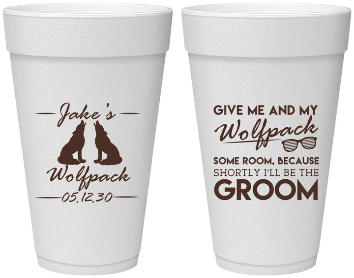 Personalized Bachelor Party 20 oz Foam Cups - Wolfpack | 40036