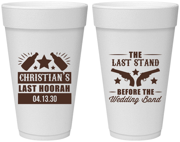 Personalized Bachelor Party 20 oz Foam Cups - Last Stand | 40046
