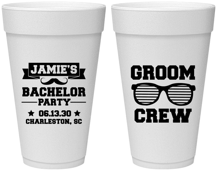 Personalized Bachelor Party 20 oz Foam Cups - Groom Crew | 40047