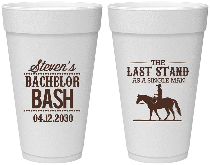 Personalized Bachelor Party 20 oz Foam Cups - The Last Stand | 40050