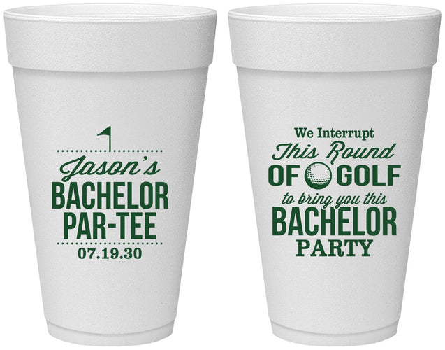 Personalized Bachelor Party 20 oz Foam Cups - Golf | 40052
