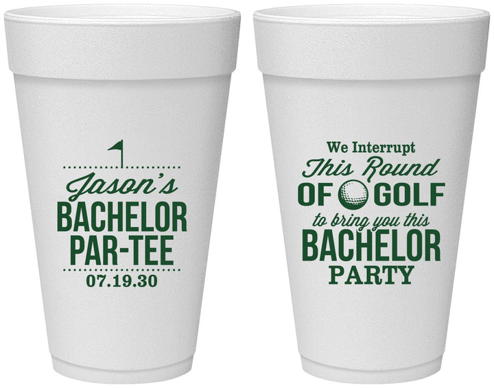 Personalized Bachelor Party 20 oz Foam Cups - Golf | 40052