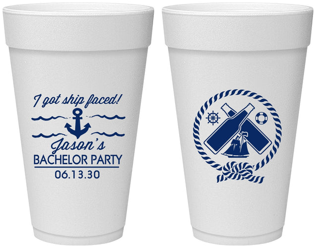 Personalized Bachelor Party 20 oz Foam Cups - Anchor | 40054