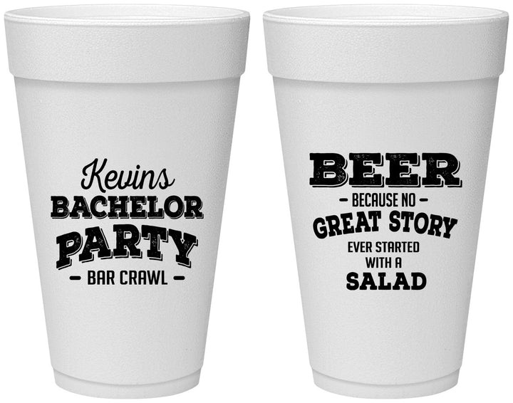 Personalized Bachelor Party 20 oz Foam Cups - Great Story | 40057