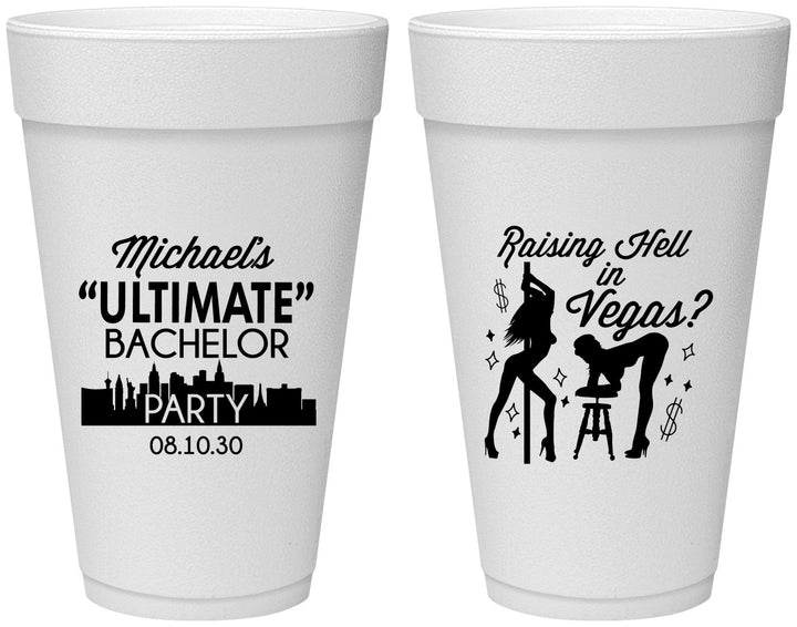 Personalized Bachelor Party 20 oz Foam Cups - Last Vegas | 40062