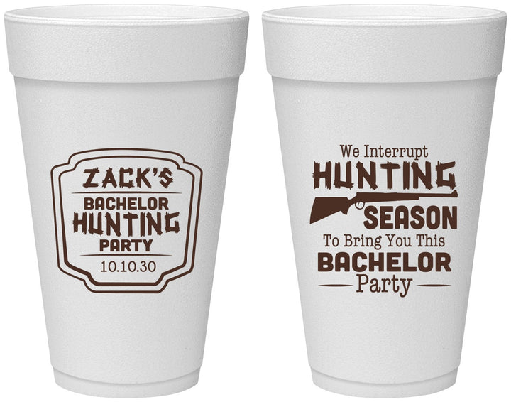 Personalized Bachelor Party 20 oz Foam Cups - Hunting Season | 40063