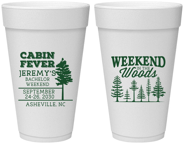 Personalized Bachelor Party 20 oz Foam Cups - Camping | 40065