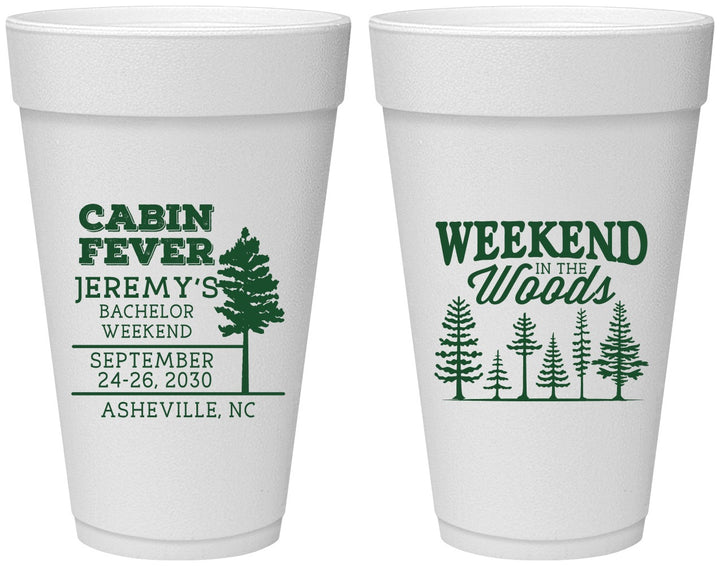 Personalized Bachelor Party 20 oz Foam Cups - Camping | 40065