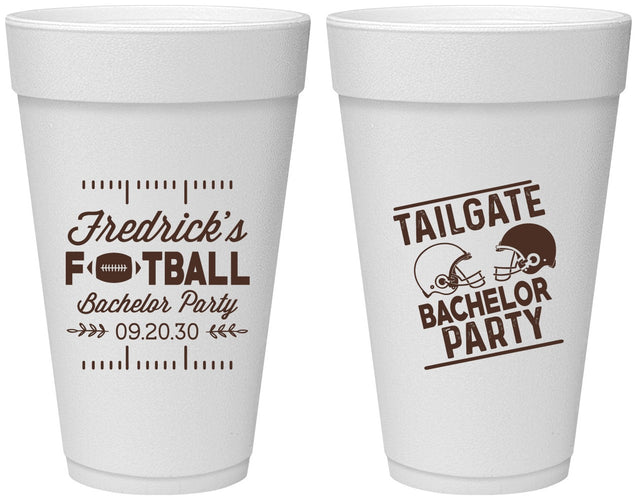 Personalized Bachelor Party 20 oz Foam Cups - Football | 40067