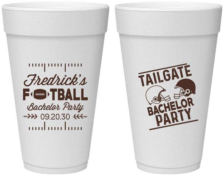 Personalized Bachelor Party 20 oz Foam Cups - Football | 40067