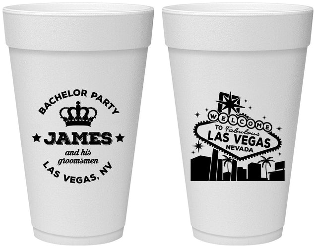 Personalized Bachelor Party 20 oz Foam Cups - Las Vegas | 40069