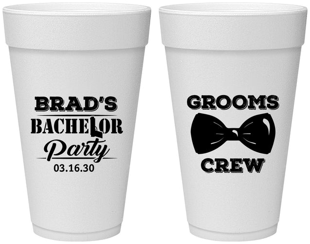 Personalized Bachelor Party 20 oz Foam Cups - Grooms Crew | 40070