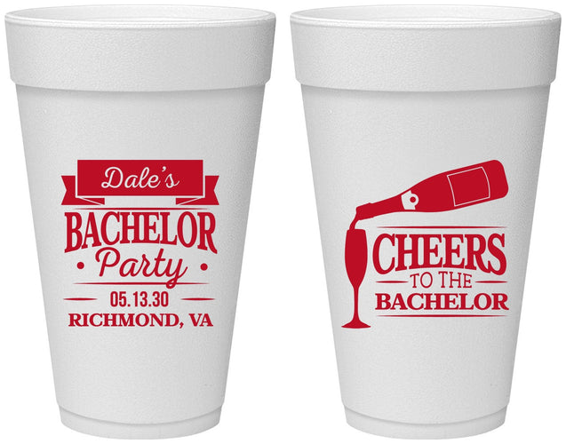 Personalized Bachelor Party 20 oz Foam Cups - Cheers | 40072