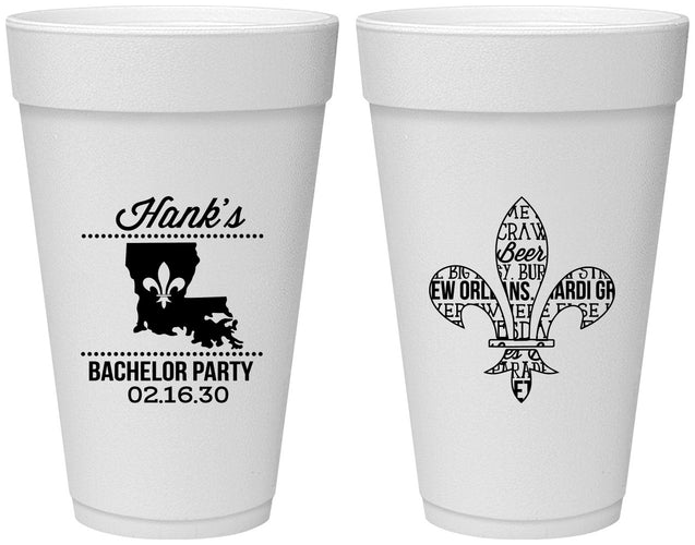 Personalized Bachelor Party 20 oz Foam Cups - New Orleans | 40074