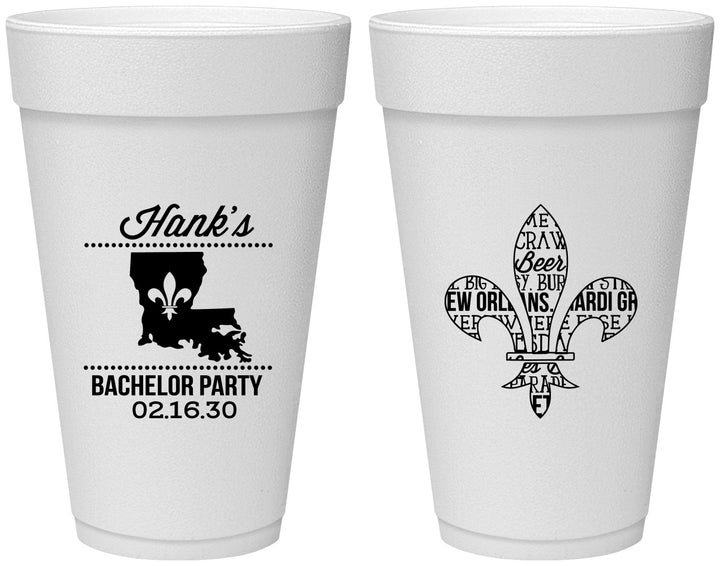 Personalized Bachelor Party 20 oz Foam Cups - New Orleans | 40074