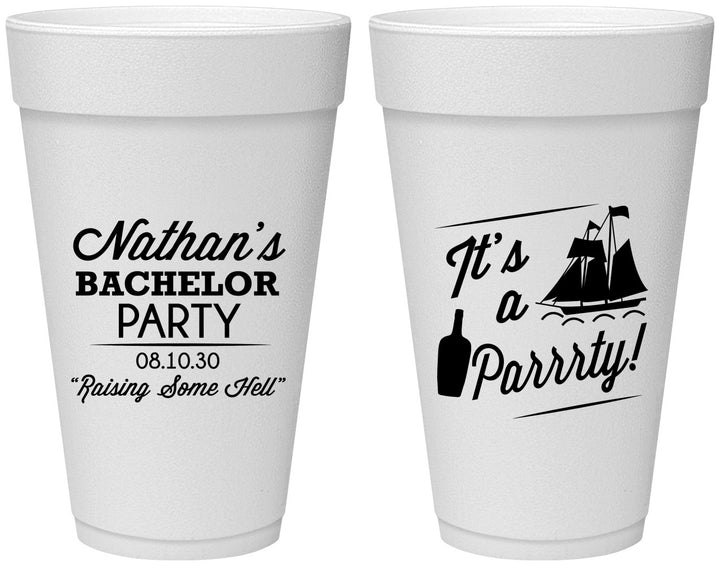 Personalized Bachelor Party 20 oz Foam Cups - Boat | 40076