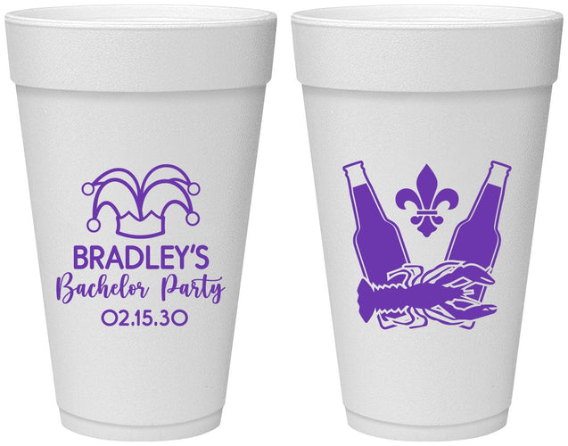 Personalized Bachelor Party 20 oz Foam Cups - New Orleans | 40077