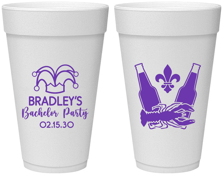 Personalized Bachelor Party 20 oz Foam Cups - New Orleans | 40077