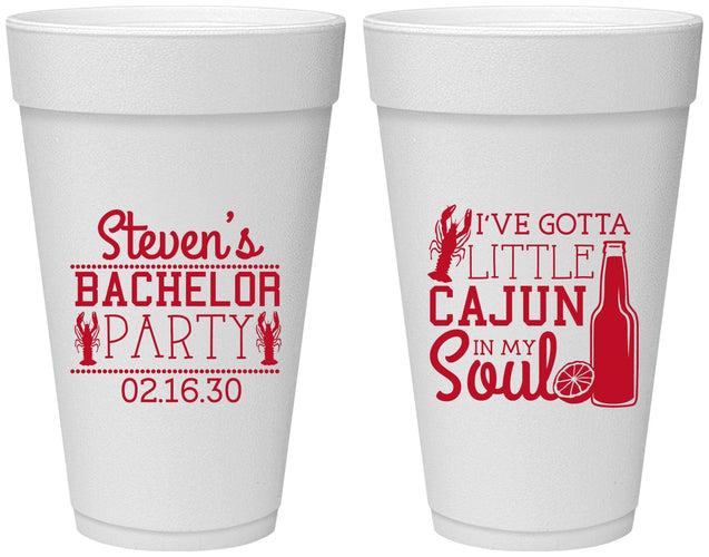 Personalized Bachelor Party 20 oz Foam Cups - Cajun In My Soul | 40078