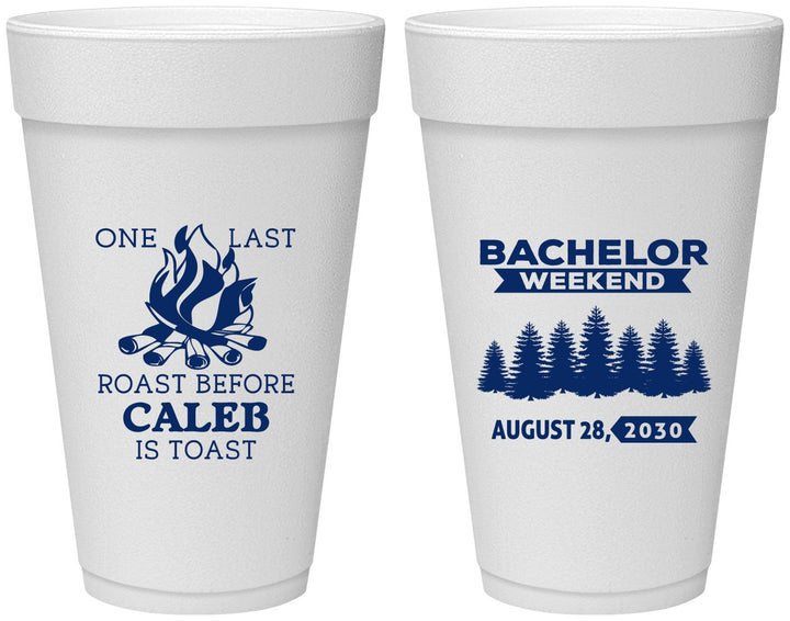 Personalized Bachelor Party 20 oz Foam Cups - Camping | 40079