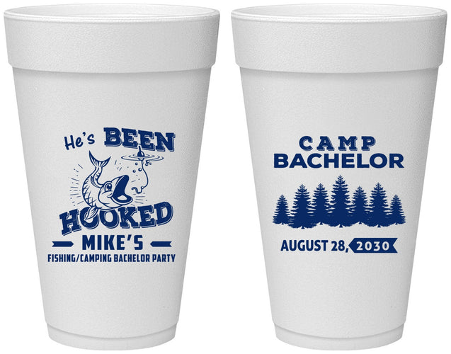 Personalized Bachelor Party 20 oz Foam Cups - Fishing | 40080