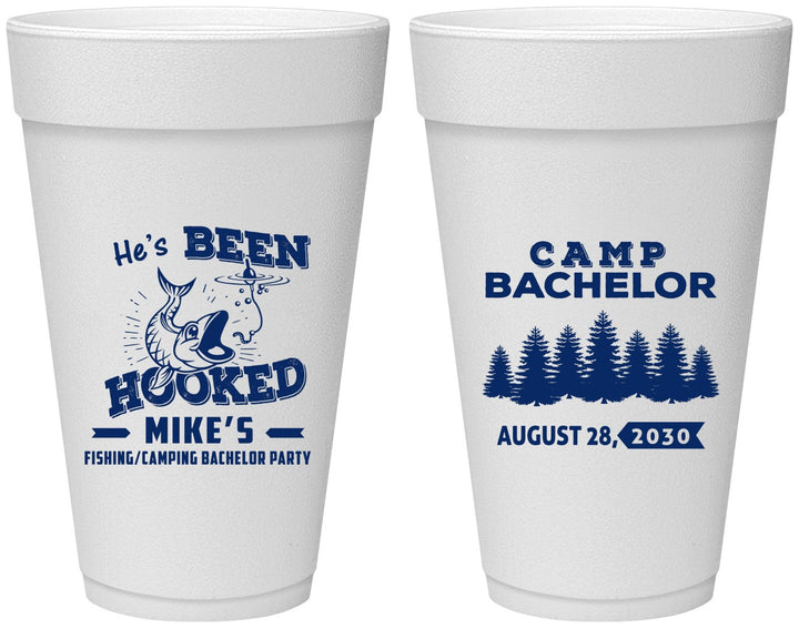 Personalized Bachelor Party 20 oz Foam Cups - Fishing | 40080